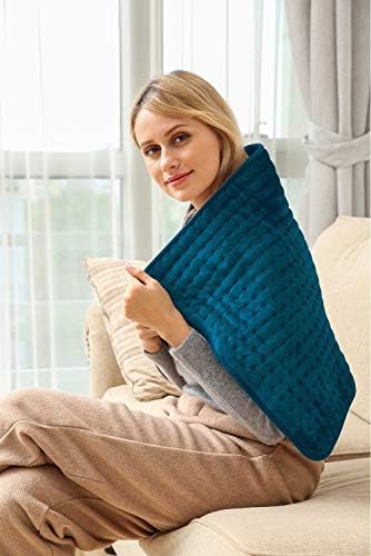 Ambershine 17''x33'' XXXL King Size Heating Pad with 12 Temperature Settings & 4 Auto-Off Countdown Timers, Pain Relief for Back/Neck/Shoulders/Abdomen/Legs(Dark Teal)