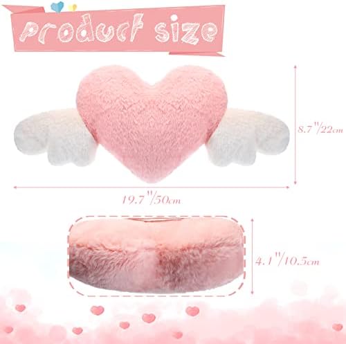 Macarrie 2 Pcs Heart Plush Car Headrest Pillow Angel Wings