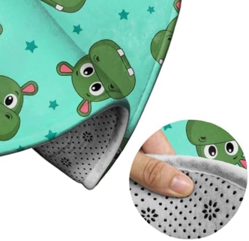 Men's Large Home Decor Mat, Soft Round Yoga Carpet, Non Slip Machine Washable Home Office Circle Rug Cute Cartoon Hippo, 60inch