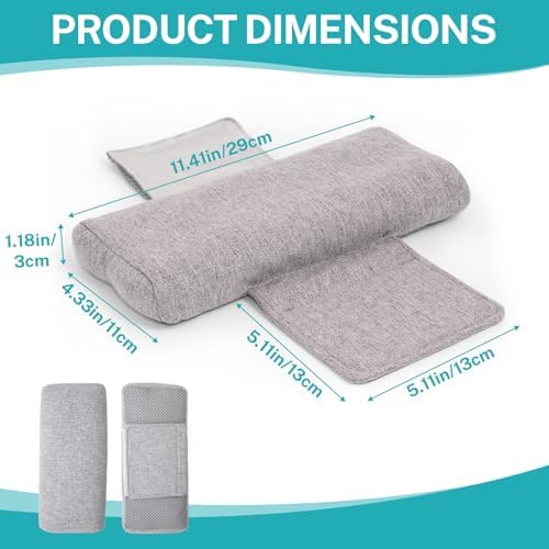 Elderly Wheelchair Armrest Pad (Pair) - Mobility Scooter Elbow Pillow Tray Soft Cushion, PE Hose Filling Accessories Pads for Wheelchair Arm Rest, Office Transport Chairs (Grey)