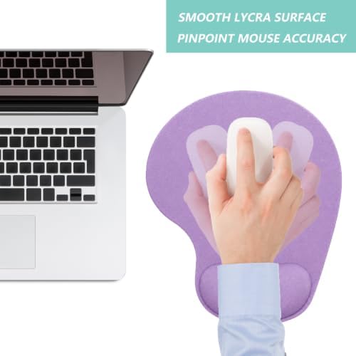 Mouse Pad with Wrist Support, Ergonomic Mouse Pads with Memory Foam Wrist Rest, Easy Typing Pain Relief, Comfortable Home Office Computer Wrist Support Pads for Working Studying Gaming, Purple