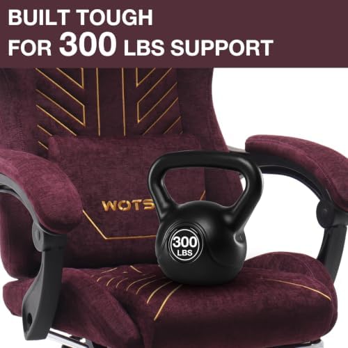 Gaming Chair Fabric with Footrest for Office and Home 300 LBS Purple