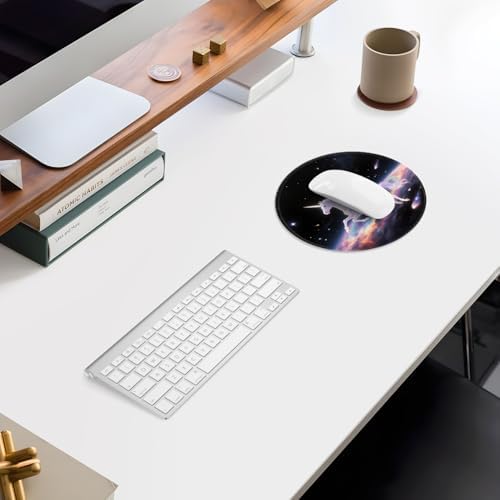 ITNRSIIET Mouse Pad Non-Slip Rubber Base Smooth Surface Stitched Edges Waterproof Durable Compatible with All Mice for Office & Gaming, Desk Accessory, Diameter 8.7 inch, Stellar