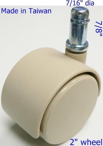 2" Chair Caster Wheel Chromcraft, tan, 7/16" x 7/8" or 11mm x 22mm Grip Ring stem, Pack of 5