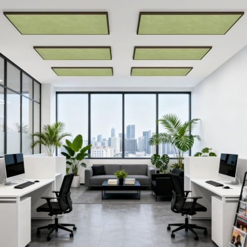 6 Pcs Fluorescent Light Covers for Ceiling Lights Green Olive Grunge Matte Magnetic Light Filters Decorative for Classroom Office Hospital Home 4x2 Ft