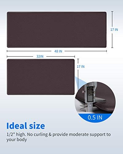 SIXHOME Kitchen Mat Set of 2 Anti Fatigue Standing Mat for Kitchen, Office, Laundry Room and Stand-up Desks Brown