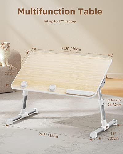 SAIJI Laptop Bed Tray Table, Adjustable Standing Desk Lap Desk