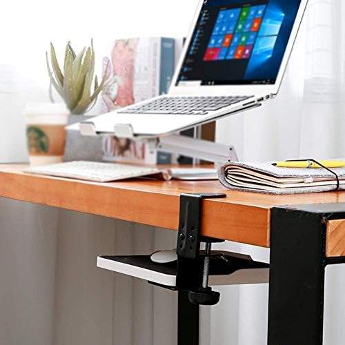 Mouse Tray Clamp Under Desk Mouse Platform Clamp On Slide Out Ergonomic Mouse Tray Extender Sliding Pull Out (White)