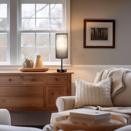 Black Bedside Lamp for Bedroom Nightstand - Small Table Lamp Set of 2