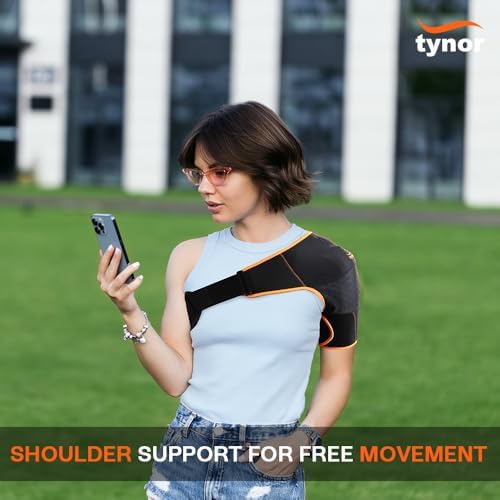 TYNOR Shoulder Brace for Women-Men,Torn Rotator Cuff Shoulder Support for Left/Right Arm, Neoprene Shoulders Compression Sleeve for AC Joint Pain,Dislocation,Adjustable Shoulder Sleeve-One Size,1 Unit