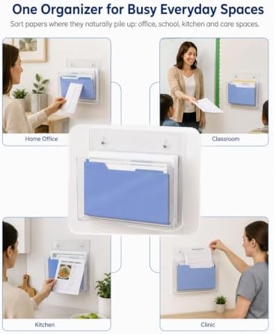 HAYVAN Acrylic Wall File Holder, No Drill Mount 2 Pack Clear
