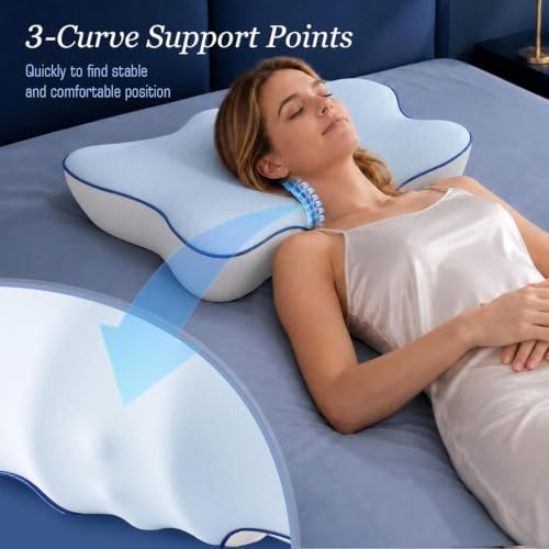 Ultra Cooling Cervical Neck Pillow for Side Sleepers, 2-Height 5.31"/3.54"