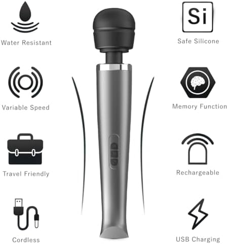 Therapeutic Cordless Massager - Powerful Massage Tool Handheld 8 Speeds 20 Patterns - Rechargeable Hand Massagers for Sore Muscles - Hand Held Massage Tool for Neck & Back