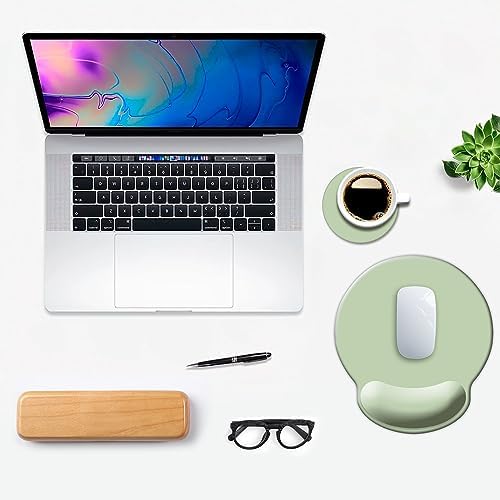DOOKE Ergonomic Mouse Pad with Wrist Support, Cute Wrist Pad with Non-Slip Rubber Base for Computer, Laptop, Home Office Gaming, Working, Easy Typing & Pain Relief,Sage Green