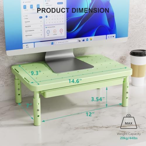 WALI 3 Height Adjustable Computer Monitor Stand with Storage, up to 44 lbs
