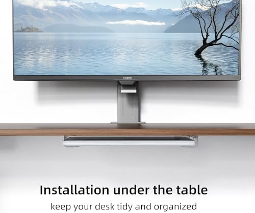 ELETIUO Clear Wall & Under Desk Laptop Mount Holder–Adhesive & Screw in,1.02"/ 26 mm,Anti-Scratch Pads,Universal for MacBooks,Surface,Keyboards,Tablets,Switch &More