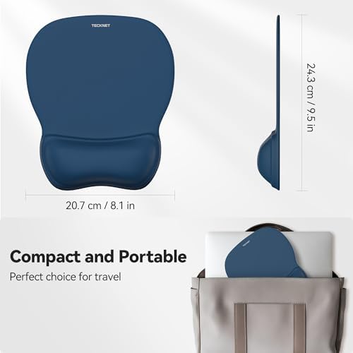 TECKNET Gel Ergonomic Mouse Pad with Wrist Rest, Non-Slip PU Base, Navy