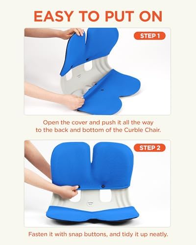 curble Grand Cover, Detachable Cover for Adult Chair, Ergonomic Chair Back Support and Lumbar Support (Blue)