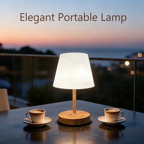 DOLADY Shower Lamp, 4000mAh Battery Rechargeable Table Lamp (Metallic Wood)