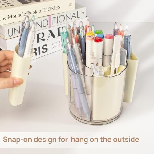360° Rotating Pen Holder for Desk Adjustable Pencil Organizer, Beige