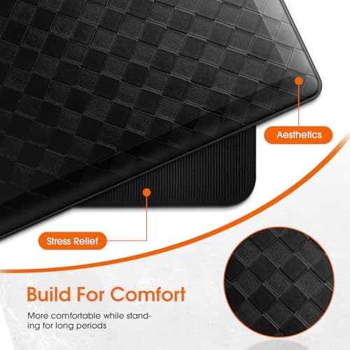 TranquilRelax 4/5 Inch Cushioned Anti Fatigue Kitchen Mats for Floor, Black