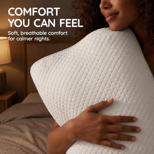 AM AEROMAX 32" King Contour Memory Foam Pillow for Neck Pain Relief, White