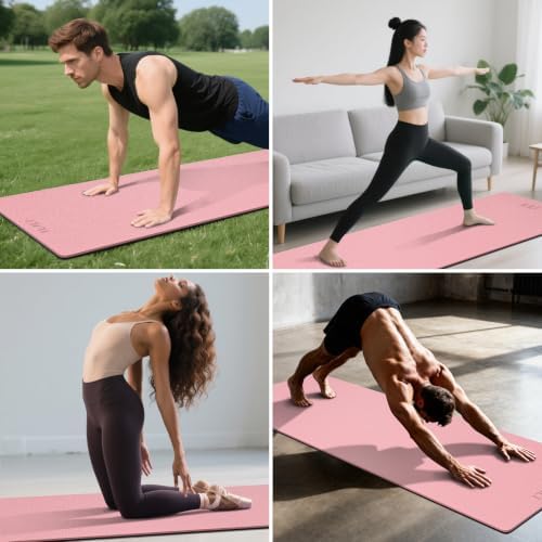ILILI 10mm Extra Thick, TPE Yoga Mat, 76×28 Inch Extra Long, Carrying Strap