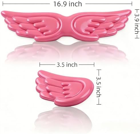 Angel Wing Wrist Rest Ergonomic Memory Foam Wrist Rest for Computer Keyboard Mouse Set with Cup Mat, Cute Gaming Keyboard Cushion Hand Support PU Leather Surface Anti-Slip Waterproof (Rose Red)
