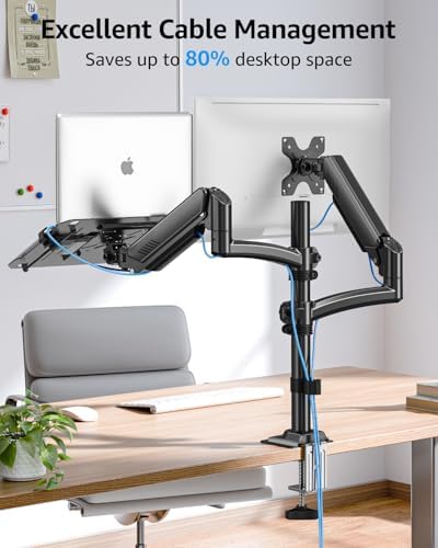 MOUNTUP 2-in-1 Laptop and Monitor Desk Mount, Laptops Arm Holds 4.4-22lbs