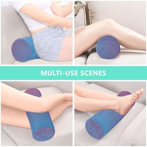 Round Bolster Pillow Cervical Neck Roll Pillow Round Pillows Decorative Throw Pillows Cylinder Cover Neck Support Pillow Blue Gradient Design