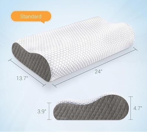 Neck Pillow for Sleeping, Ergonomic Cervical Bed Pillow, Grey Standard Size
