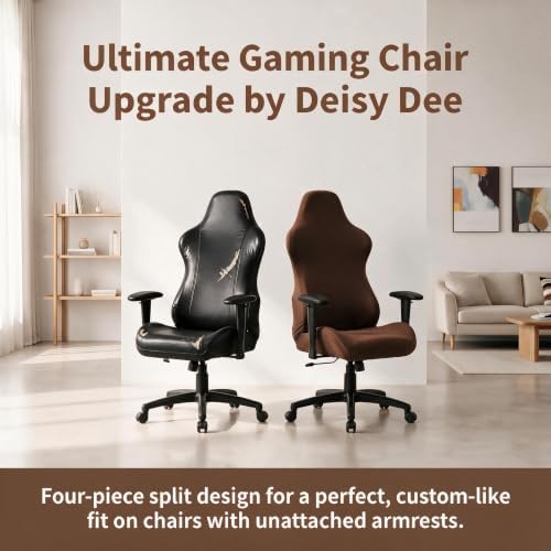 Deisy Dee Gaming Chair Cover, 4-Piece Stretch Computer Chair Slipcover with Armrest Cover, Universal Polyester Spandex Washable Chair Protector for Racing Office Reclining Chair