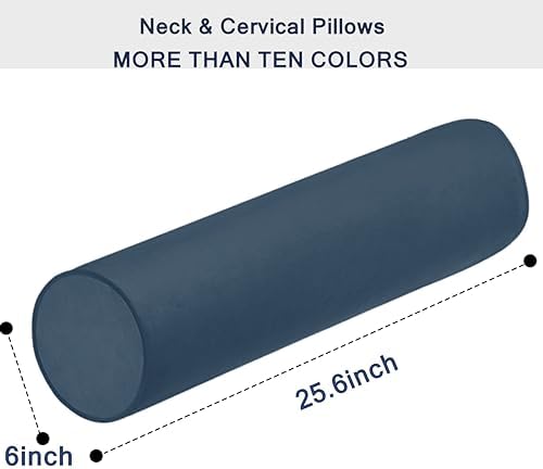 Memory Foam 26x6 Neck Pillows for Sleeping, Neck Pain Relief, Side Back Stomach Sleeper, Car or Office Chair Sofa,Support Cervical Pillow with Soft Velvet Pillowcase - Dark Gray