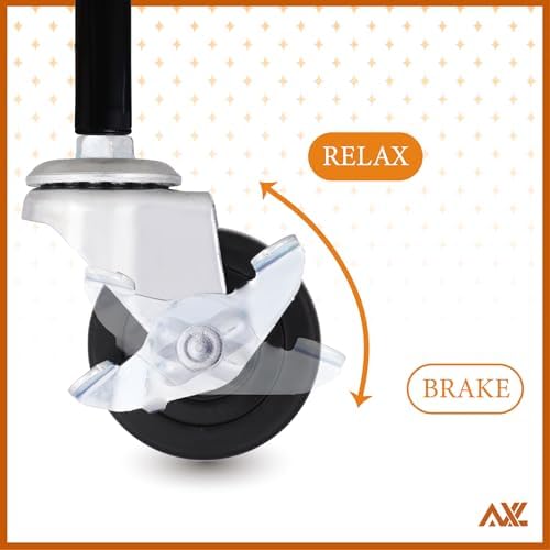 AXL 2" Caster Wheels, 1/4"-20 x 15mm Threaded Stem Casters with Brake, Standard US Coarse Thread, Quiet Rolling PVC Swivel Wheels for Furniture & Rolling Cart (4 Pack)