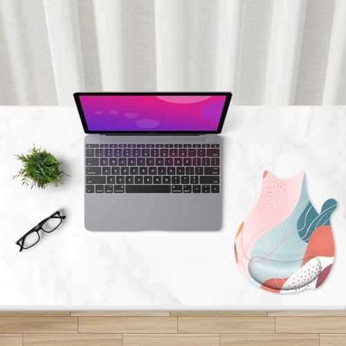 Ergonomic Mouse Pad with Wrist Rest, Cute Cat Memory Foam Padded Pain Relief Non-Slip Wrist Support Mouse Mat for Gaming Work Computer Laptop, Funny Office Supplies Desk Accessory, Abstract