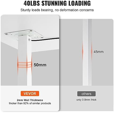 VEVOR Mobile Standing Desk, 28"-44" Gas-Spring Height Adjustable Sit-Stand Desk, 4 360° Swivel Wheels (2 Lockable) Portable Rolling Laptop Table Computer Cart for Home Office School, 40LBS Loading