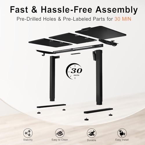 63 Inch Height Adjustable Standing Desk for Home Office, Black