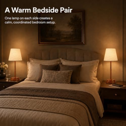 Cordless Table Lamps 2 Pack, Rechargeable Battery Operated Lamps, Wood