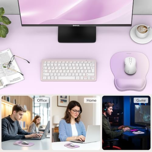 TECKNET Gel Ergonomic Mouse Pad with Wrist Rest, Non-Slip PU Base, Purple