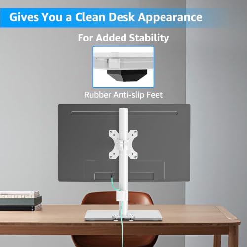MOUNTUP Monitor Stand for Desk, Freestanding Monitor Mount Fits 13-32 inch Screen up to 19.8 lbs, Screen Stand with Swivel, Height, Rotation Adjustment, VESA Mount 100 x 100mm, 75 x 75mm
