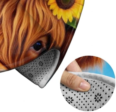 Soft Round Yoga Carpet, Office Chair Decor Round Mat for Carpet and Hardwood Floors Pig Sunflower Highland Cow