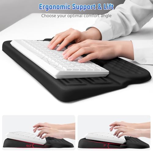 MOSISO Wrist Rest with Keyboard Stand, 3-in-1 Ergonomic Keyboard Riser