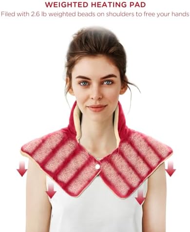 Comfytemp Heating Pad for Neck Shoulders Back, 2.6 Ib Weighted Heating Pad