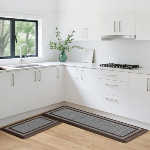 2PCS Kitchen Rugs Cushioned Anti-Fatigue Kitchen Mats Comfort Standing Mat