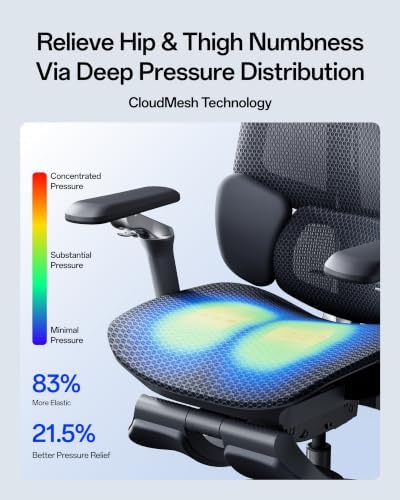 Hbada E3 Pro Ergonomic Office Chair, Mesh Desk Chair with 3-Zone Floating Lumbar Support, Upgraded 4D Headrest, 720° Armrests, Obsidian Black with Footrest