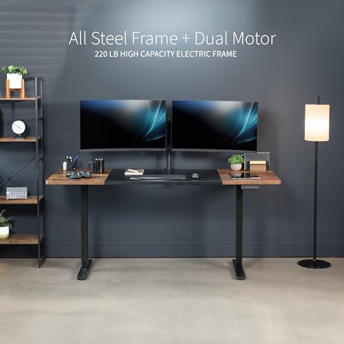 VIVO Black/Vintage Brown 71 x 30 in Standing Desk, DESK-KIT-E2B7BN