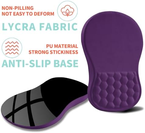 Ergonomic Mouse Pad Wrist Support with Memory Foam Massage Bulge, Carpal Tunnel Pain Relief Mousepad Wrist Rest for Mouse(12x8 inch, Deep Purple)