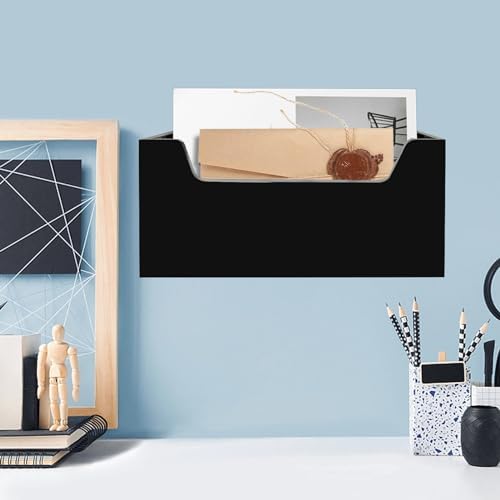 Acrylic Mail Holder Organizer Box for Desk Countertop Wall Mount Black