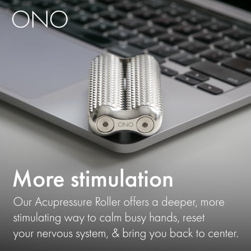 ONO Roller - Handheld Fidget Toy for Adults | Help Relieve Stress, Anxiety, Tension | Promotes Focus, Clarity | Compact, Portable Design (Acupressure, Full Size - Stainless Steel)