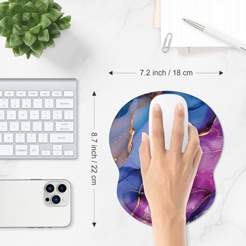 ITNRSIIET Ergonomic Mouse Pad with Comfort Gel Wrist Rest, Non-Slip PU Base, Smooth Textured Surface, Reduces Hand Fatigue & Wrist Pain, 8.7 x 7.2 Inch for Office Gaming Home, LiquidGold